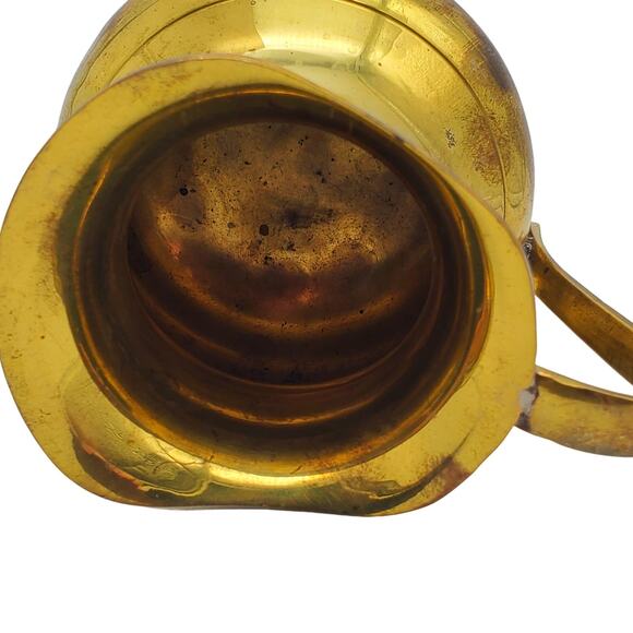 Brass Pitcher Small Creamer Vase Handle Rustic Farmhouse Vintage Home Decor - Picture 3 of 10